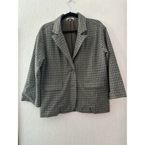 Madewell Womens Oversized Knit Blazer In Houndstooth Lined Small Single Breasted